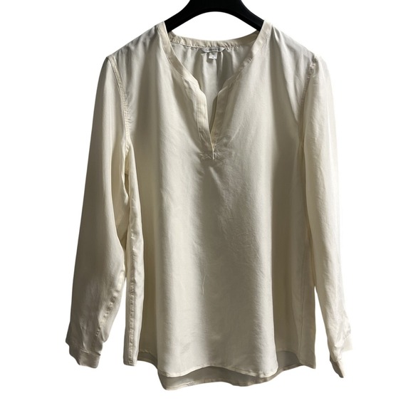 Garnet Hill Tops - Garnet Hill Top Ivory Silk Blouse V Neck Size 18 Quiet Luxury Capsule‎ Office